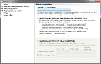 Prozor numeriranje - odabir naina numeriranja