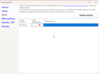 Validiranje poreznih stopa