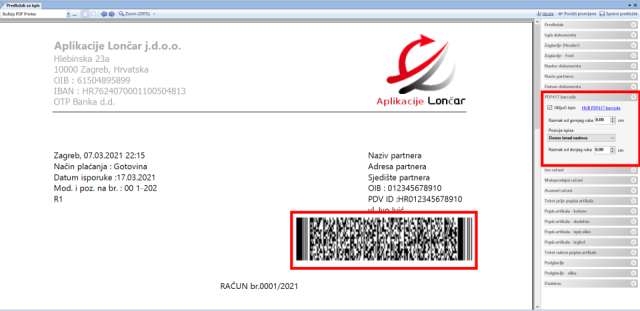 Ispis PDF417 barcode