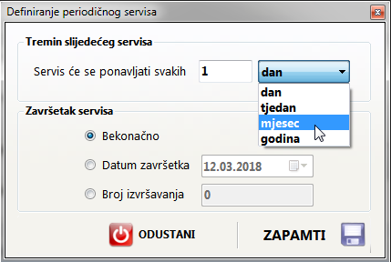 Postavke periodičnog servisa