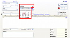Unos fakture - odabir datuma
