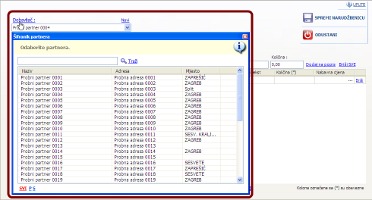 Prozor za brzi odabir dobavljača