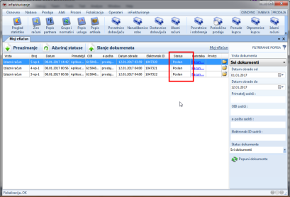 Slanje na servis Moj e-Račun - status dokumenata ažuriran